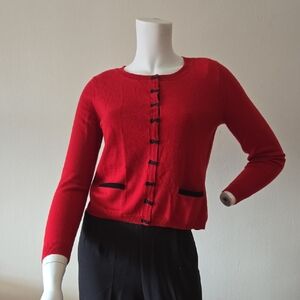 Red Button-Up Women's Sweater